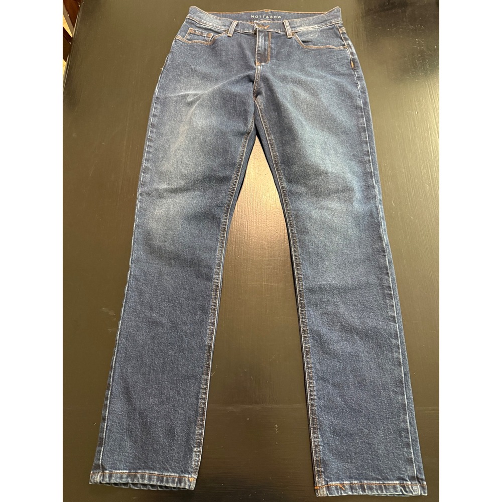Mott & Bow Women Boyfriend Jeans W27 L30 Dark Indigo Blue Stretch Denim Mid Rise